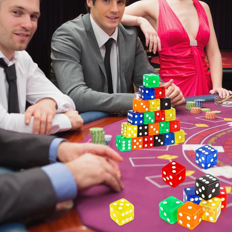 Lemicin 36 Piece Casino Style Craps Dice Sets 19mm Acrylic Translucent D6 Dice Square Rounded Edge for Casino Craps Table Games and Board Games Party Bar Entertainment Math Teaching Supplies - Image 5